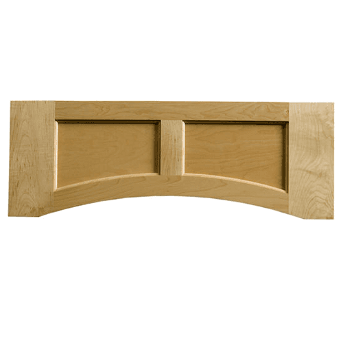 Hickory finish, 3/4" thickness, 4.5" stiles for trimming, 10-1/2" x 30" flat panel valance