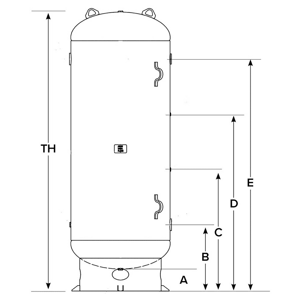 200 Gallon Standard Vertical Receiver Tank with Exterior Enamel Alt 1 - Image