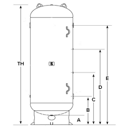 200 Gallon Standard Vertical Receiver Tank with Exterior Enamel Alt 1 - Image