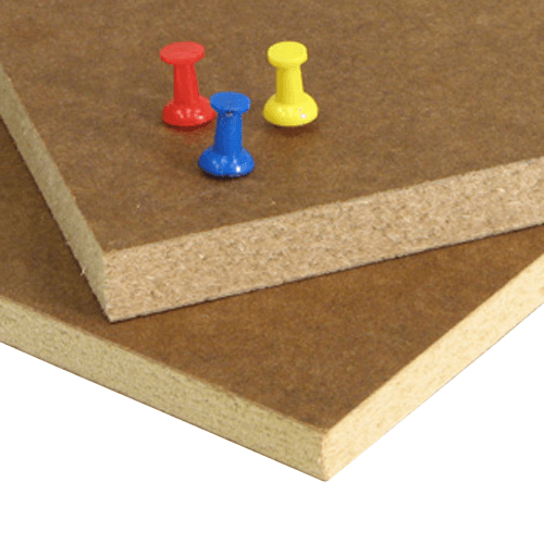PolyBak-Tak panel with brown Softboard core and PolyBak backer.