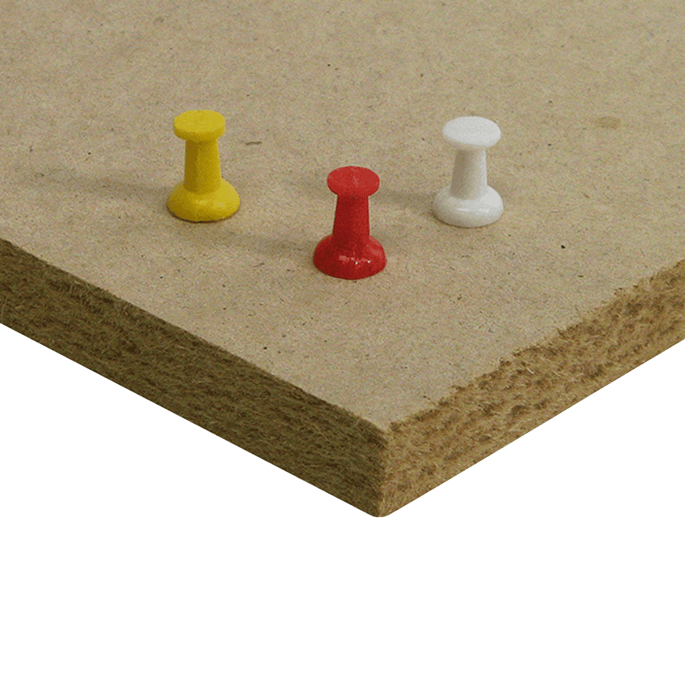 Eco-friendly wood fiber softboard with consistent density and smooth finish for framed tackable applications.