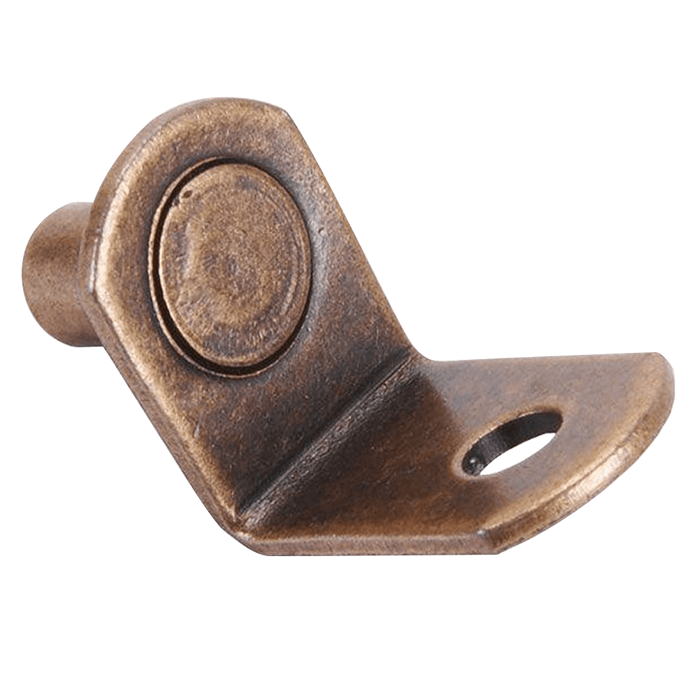 Bronze L-shaped shelf support with hole for 1/4" pin