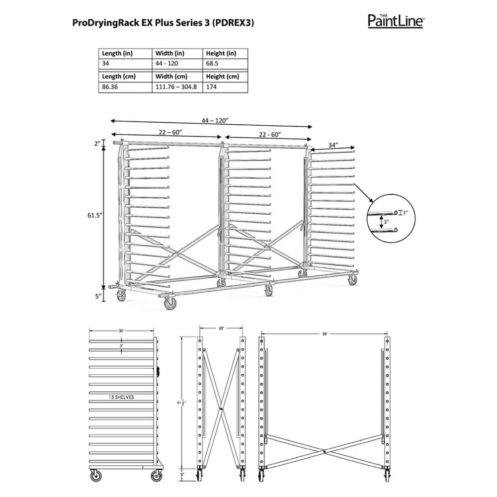 44&quot; - 120&quot; Pro EX Plus Heavy Duty Three Tower Drying Rack Alt 3 - Image