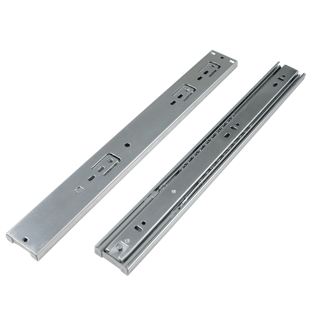 Unhanded slides with lever disconnects of WA?rth Drawer Slide with 100lb Capacity, 7/8 Extension, Side-Mount, Soft-Closing, Bright Zinc, 26