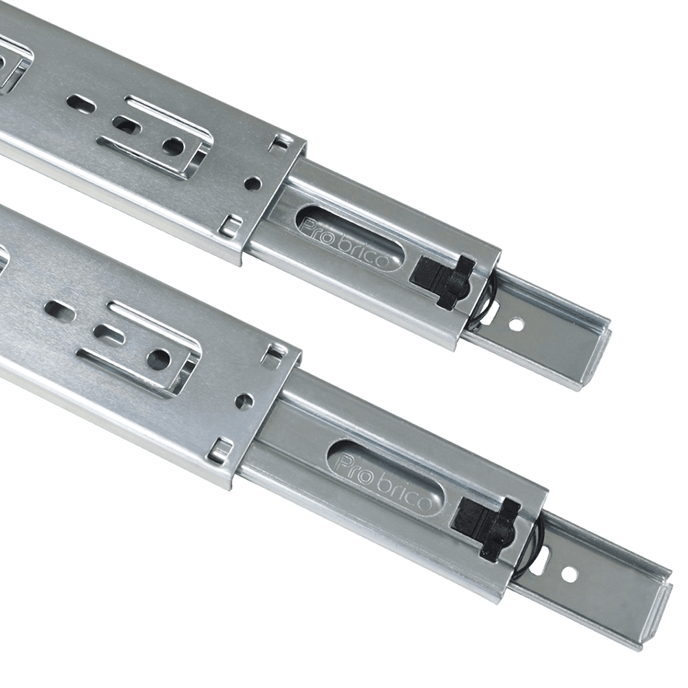 Frameless and Face Frame Application for Drawer Slide with Lever Disconnects
