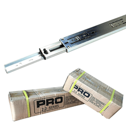 Pro 2.0 Drawer Slide - Full Extension - Side-Mount - 100lb Capacity - Bright Zinc Finish - 14"