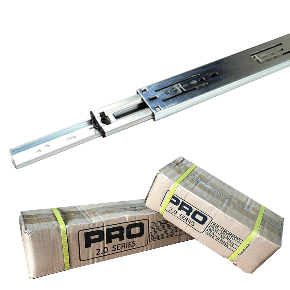 Pro Drawer Slide - Side-Mount - 100lb Capacity - 12" - Full Extension - Zinc Finish