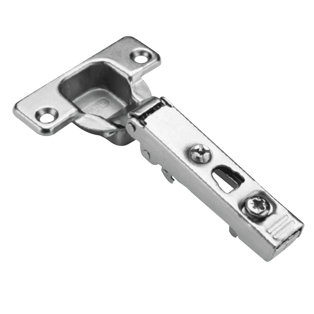 C98 120&#730; Opening Hinge, 45mm Bore Pattern, Self-Closing, Full Overlay, Nickel-Plated, Dowelled - Main Image