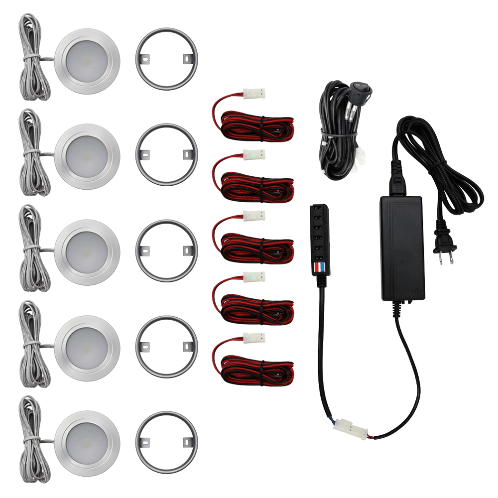Pro R521 3W Cool White 5 Light Puck Kit, Nickel - Accessories