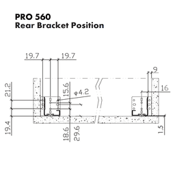 18" PRO560 Undermount Drawer Slide Rear Bracket Position