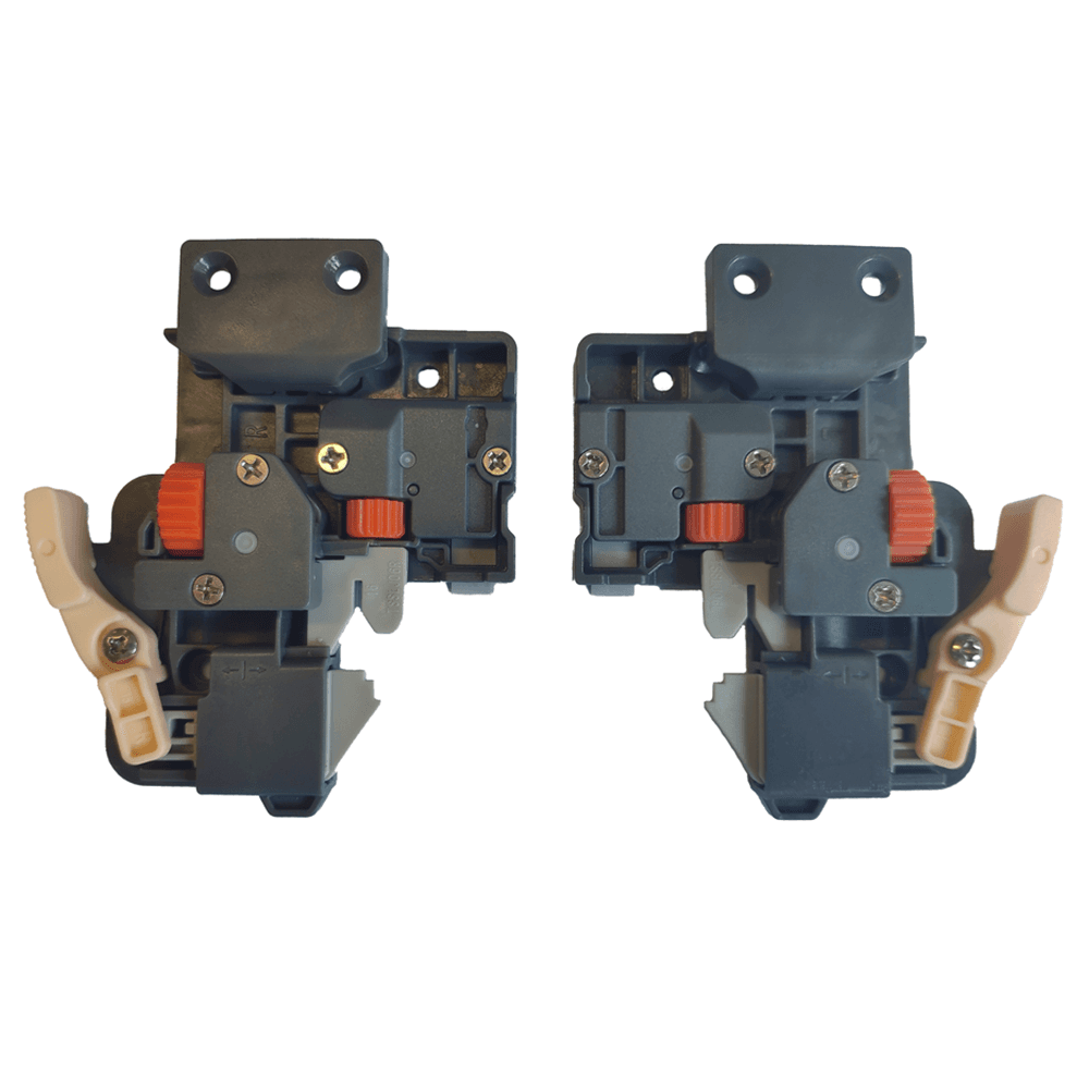 2D locking device set with side adjustment and up & down capabilities