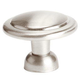 Pro 1-3/8" Classic Round Knob, Satin Nickel on White Background