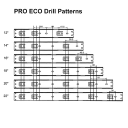PRO ECO 22" Drawer Slide Drilling Distances