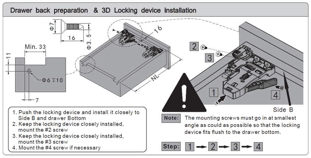 PRO Eco Standard Duty Undermount Slides for Drawer Thickness up to 5/8" with Locking Devices