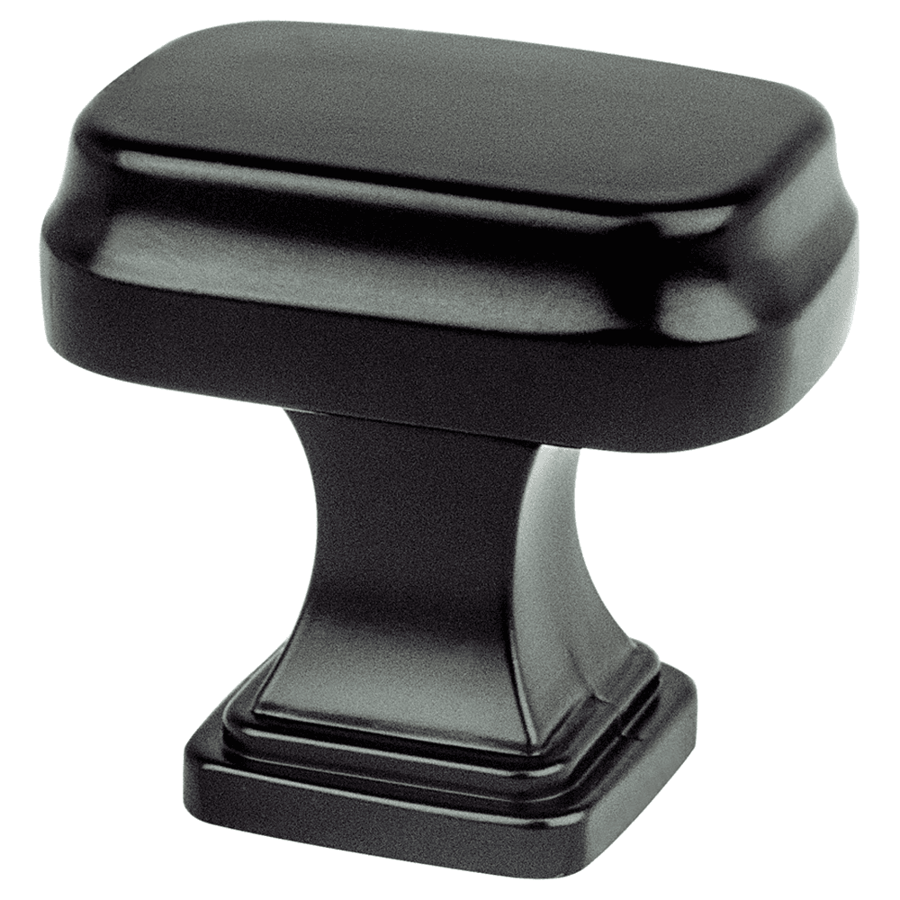 Matte Black 1-5/16" Preferred Rectangular Knob - Part of the Pro Preferred Collection with Tiered Design and 8-32 x 1" Screw Size