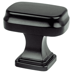 Matte Black 1-5/16" Preferred Rectangular Knob - Part of the Pro Preferred Collection with Tiered Design and 8-32 x 1" Screw Size