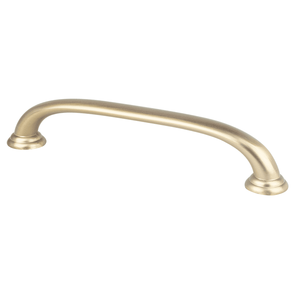 128mm satin champagne arch pull with 25/32" base diameter