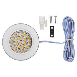 Pro LED 2W Cool White Puck Light, Nickel angled view