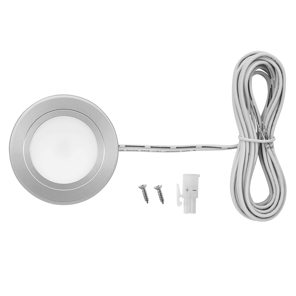 Pro LED 3W Cool White Nickel Puck Light in use