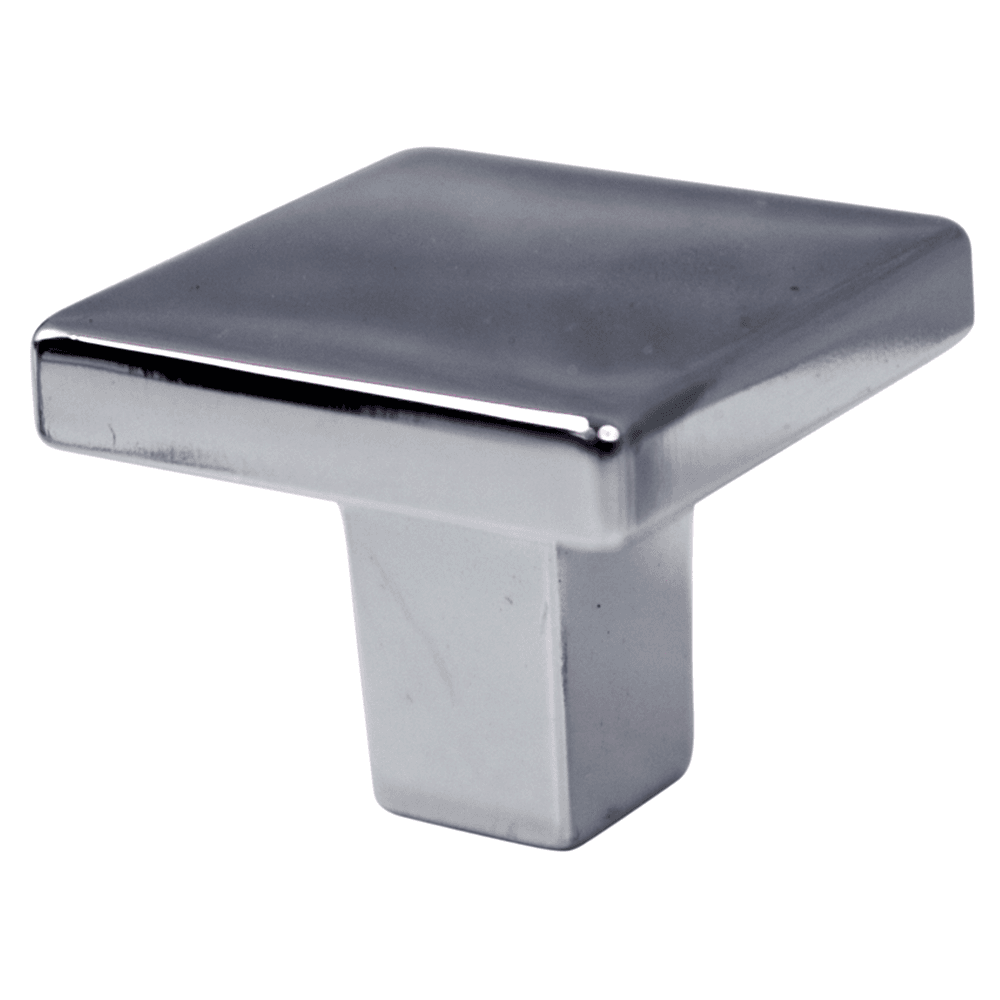 Pro 1-1/4" Premier Square Knob in Polished Chrome - Close-up View