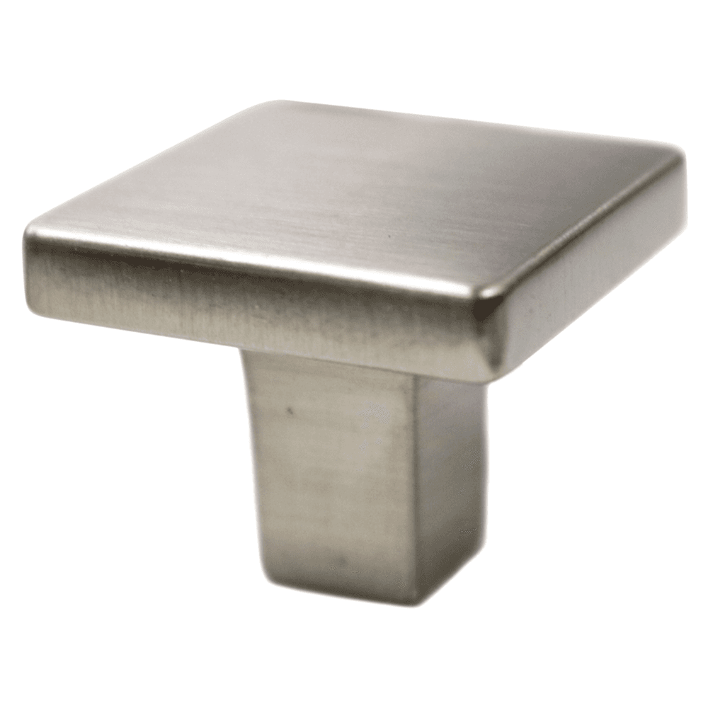 Close-up of Pro Premier Square Knob in Satin Nickel Finish