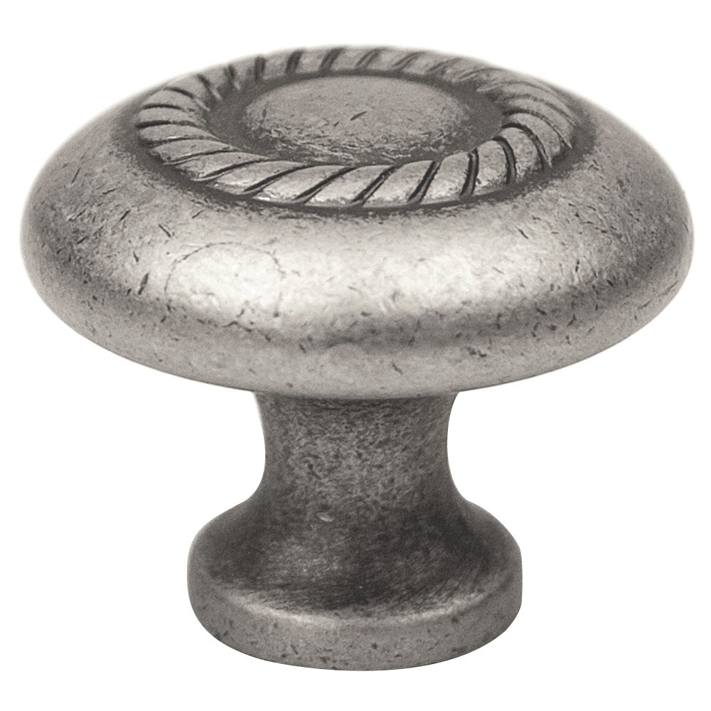 Close up of Pro 1-1/4" Rope Knob in Weathered Nickel with 1" Projection - Detail Shot