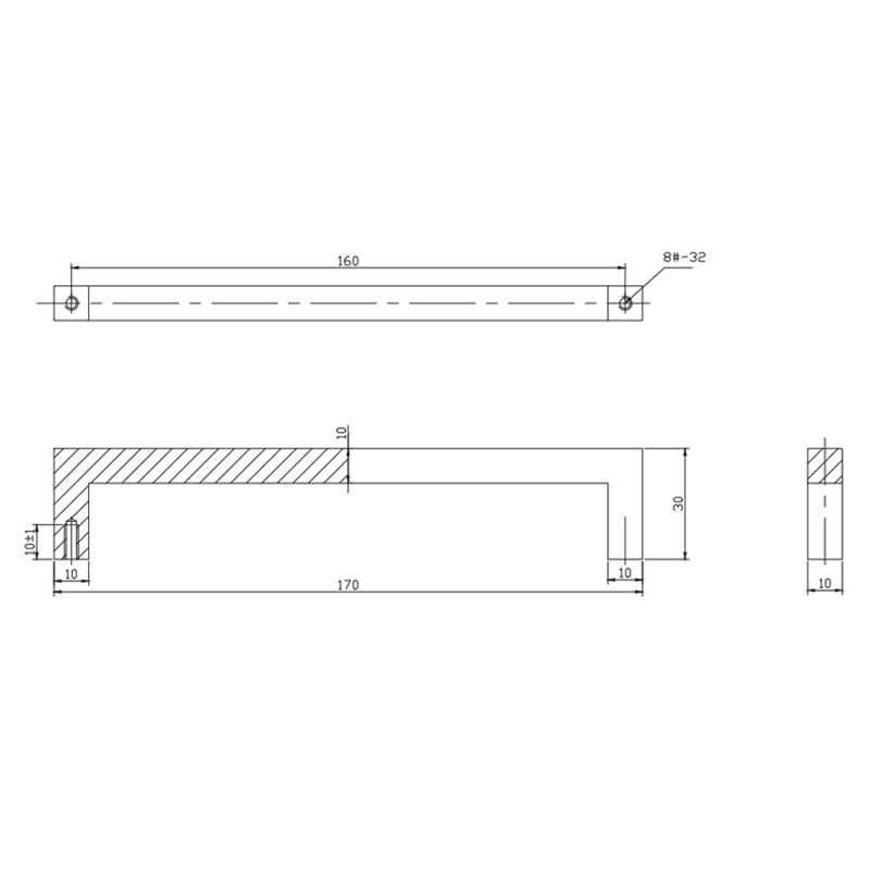 Matte Black Square Pull - 6-5/16", Berenson Hardware