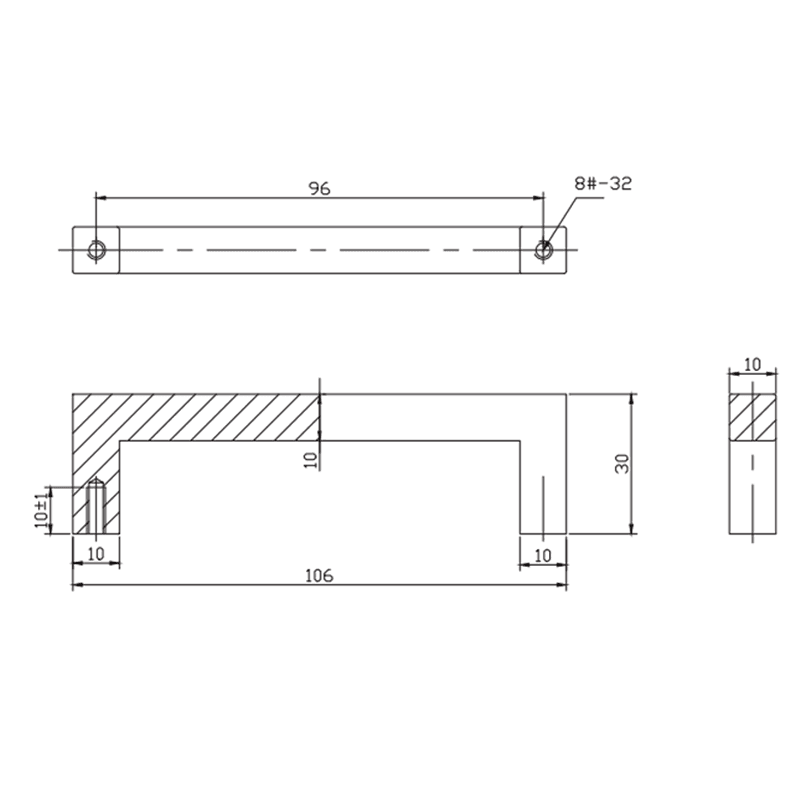 Matte black square pull by Berenson Hardware