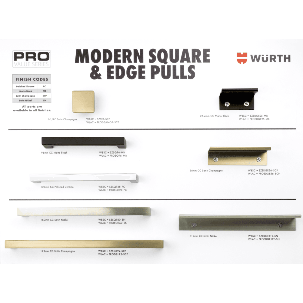 Berenson Hardware PRO Modern Square & Edge Pulls Display Board - Image 1
