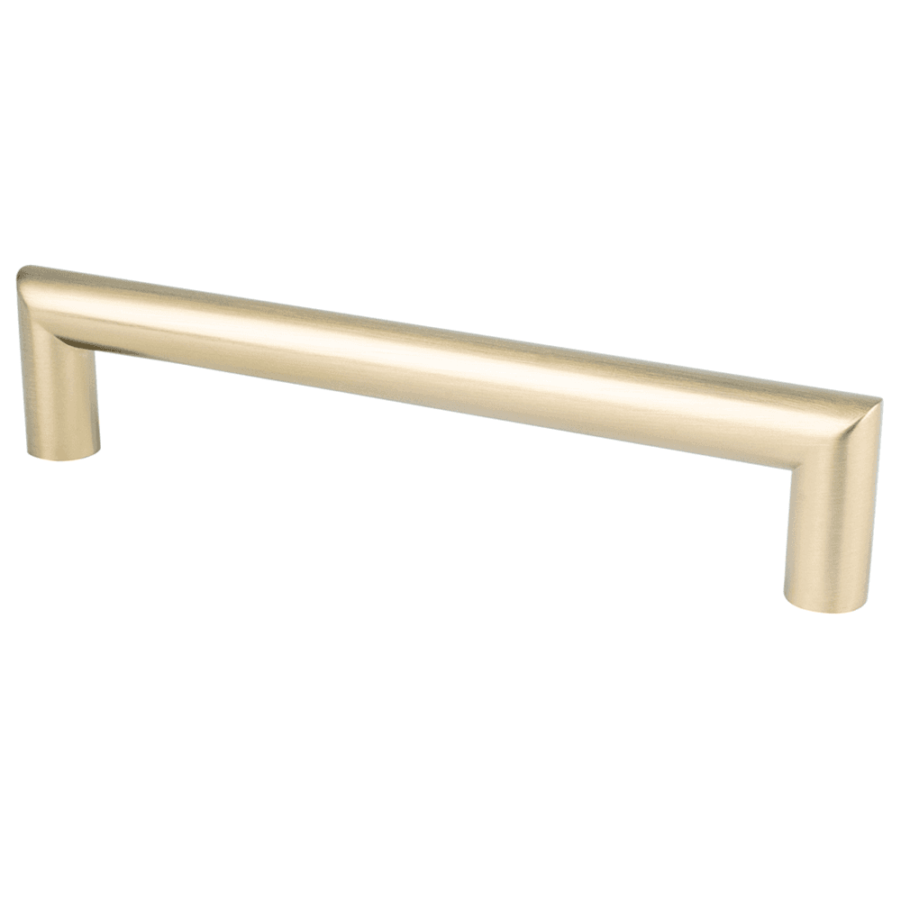 128mm Transitions 2.0 Round Pull in Satin Champagne on Cabinet Door