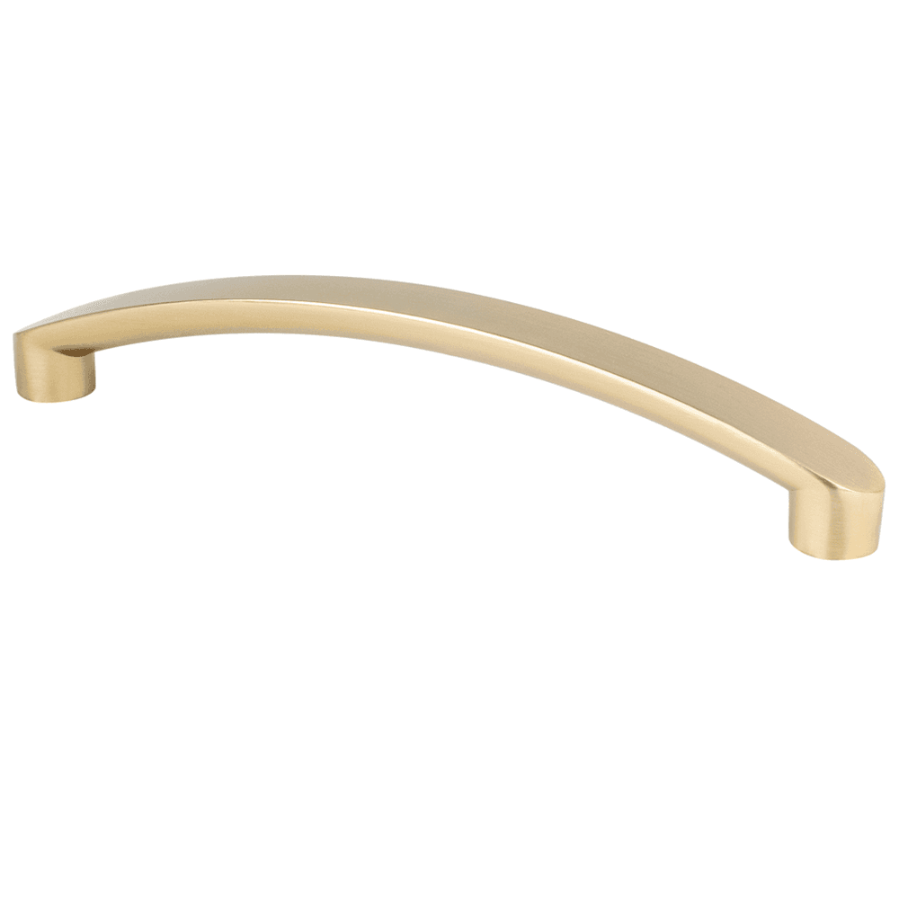 128mm Transitions 2.0 Arch Pull in Satin Champagne Finish on Cabinet Door