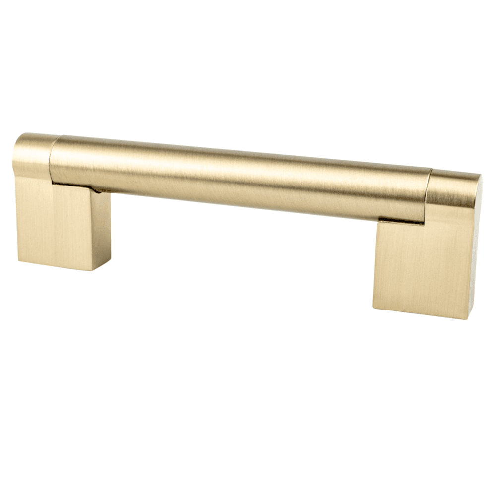 Close-up of 4-3/16" Length Transitions 2.0 Bar Pull in Satin Champagne.