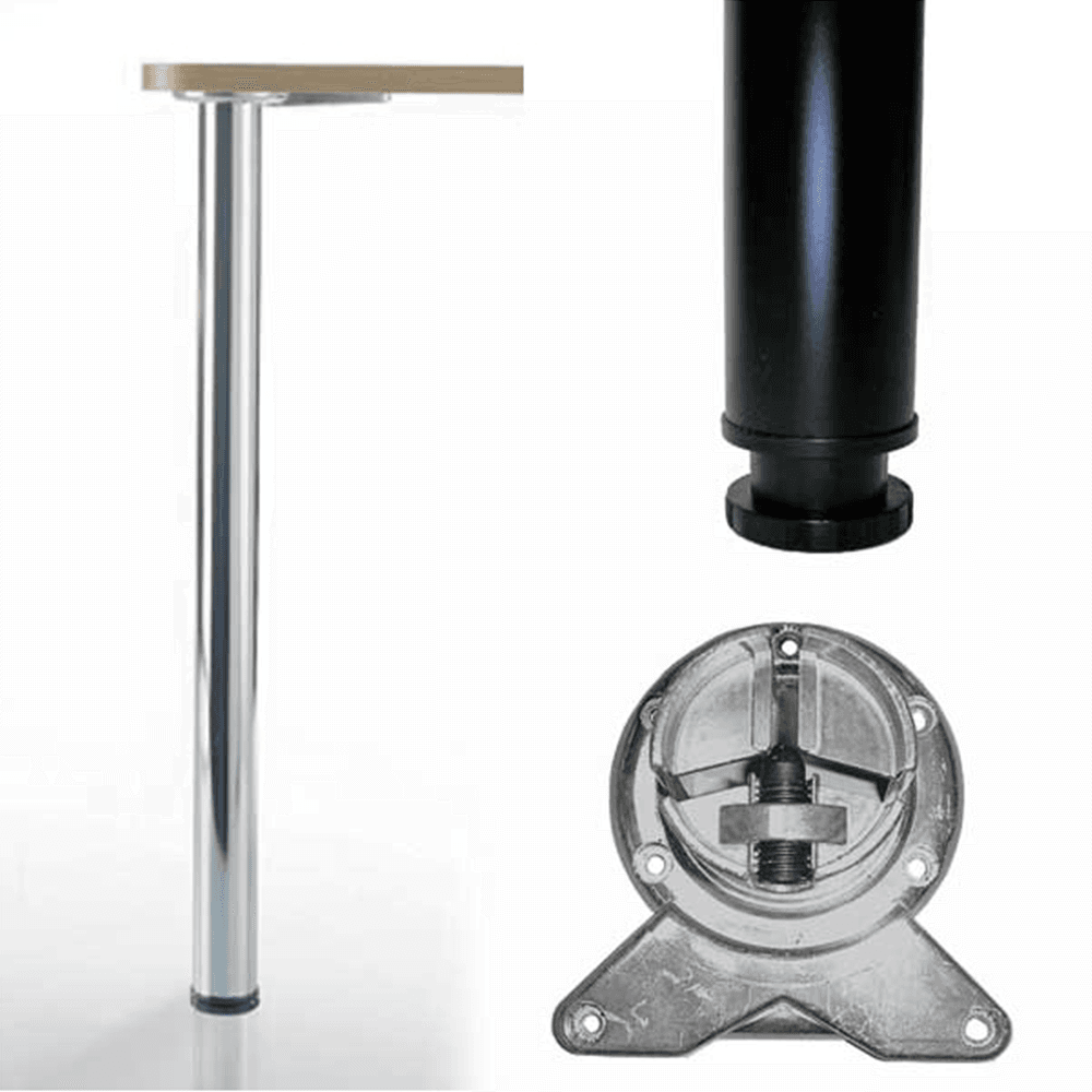 Prisma Rounded Table Leg Set in Brushed Chrome for Modern Interiors
