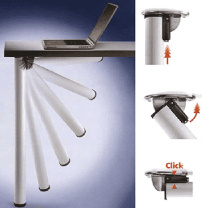 Peter Meier 2" Diameter x 27-3/4" High Click Foldable Table Leg Set, Alumina - Image 1