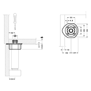 Plastic Socket for Peter Meier Levelers - Dowel Mount Socket with 15mm V-Plate - Image 2