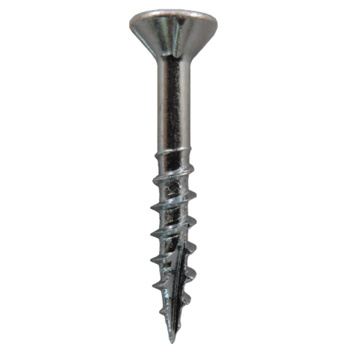 #8 x 1-1/4" Flat Head Assembly Screws, Square/Phillips Drive Coarse Thread with Nibs and Type 17 Auger Point, Zinc, Box of Hundred by Quickscrews - Main Image