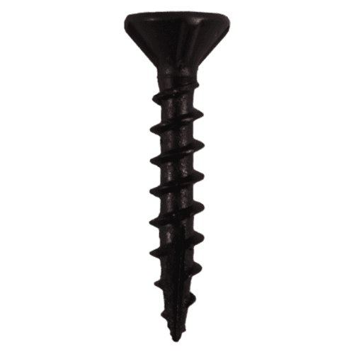 #8 x 1-1/4" Flat Head Assembly Screws, Square/Phillips Drive Coarse Thread with Nibs and Type 17 Auger Point, Black, Box of Hundred by Quickscrews - Main Image