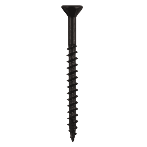 #8 x 1-1/2" Flat Head Assembly Screws, Square/Phillips Drive Coarse Thread with Nibs and Type 17 Auger Point, Black, Box of Hundred by Quickscrews - Main Image