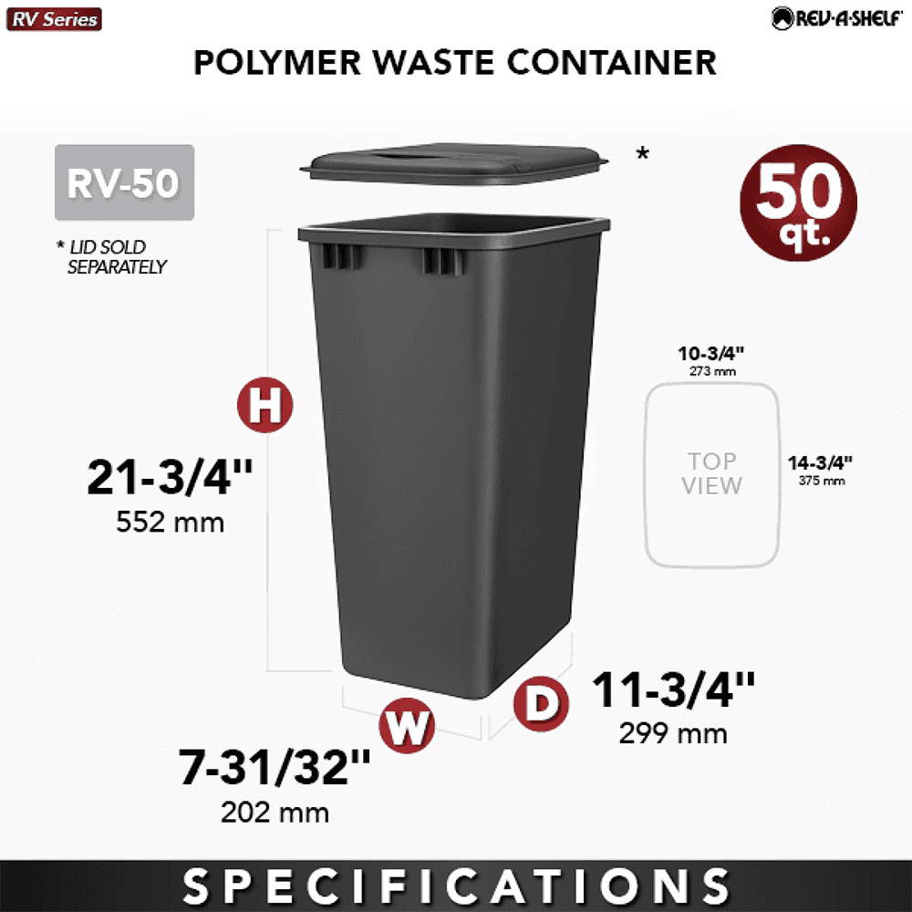 50 Quart Replacement Waste Container, Black Alt 1 - Image