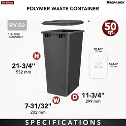50 Quart Replacement Waste Container, Black Alt 1 - Image
