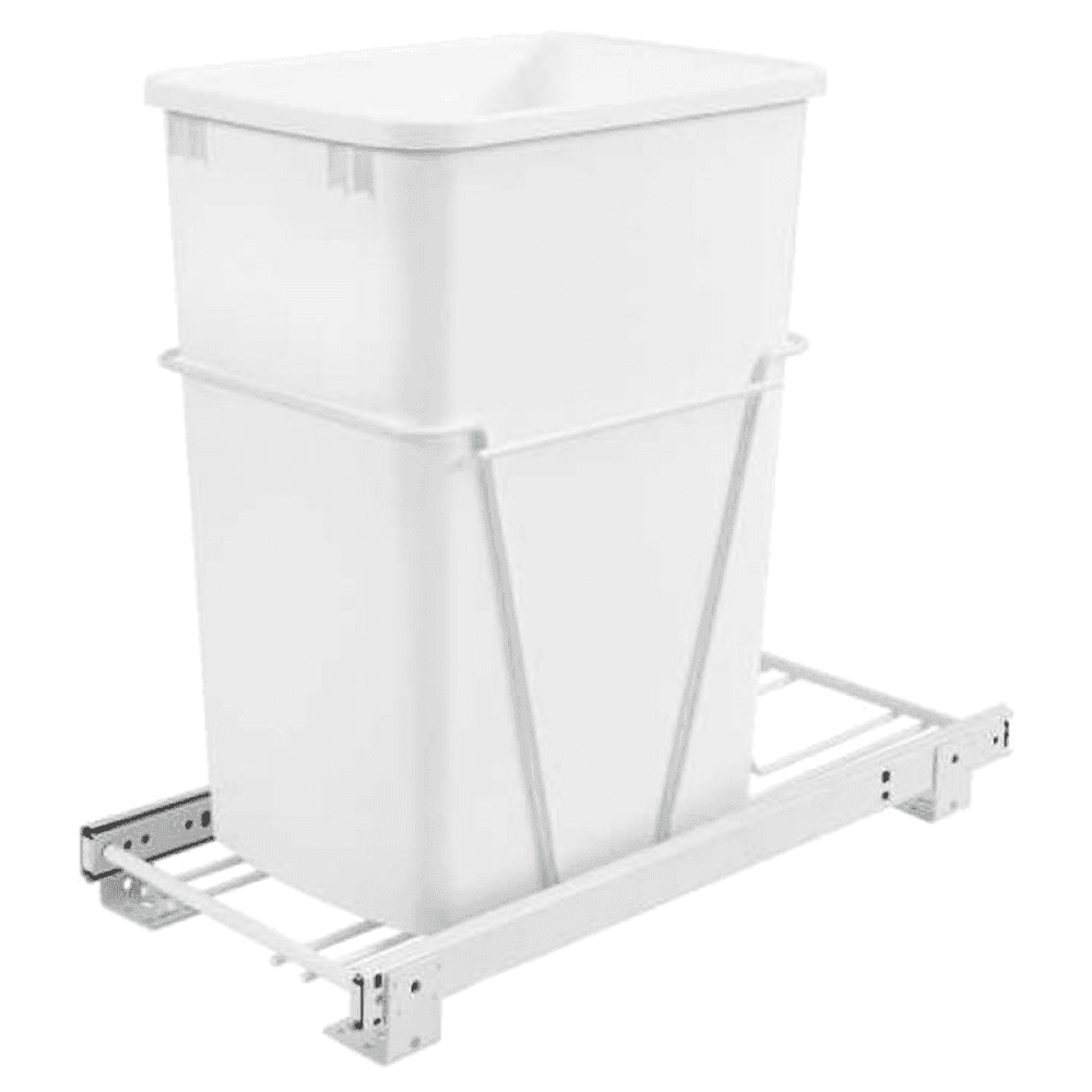 Single 30 QT Door-Mount Waste Container Pullout, White - Main Image