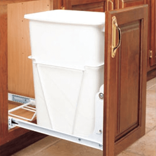 Single 30 QT Door-Mount Waste Container Pullout, White - Alt Image 1