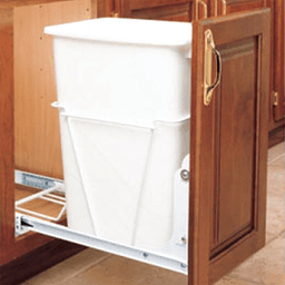 Single 30 QT Door-Mount Waste Container Pullout, White - Alt Image 1
