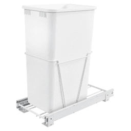 Single 50 QT Bottom-Mount Waste Container Pullout, Lid and Full-Extension, White - Main Image