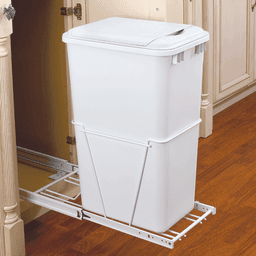 Single 50 QT Bottom-Mount Waste Container Pullout, Lid and Full-Extension, White - Alt Image 1