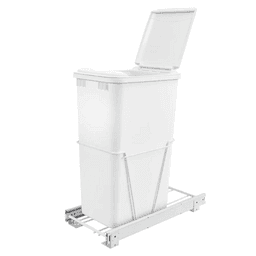 Single 50 QT Bottom-Mount Waste Container Pullout, 3/4 Extension, White - Main Image