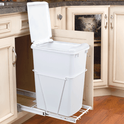 Single 35 QT Bottom-Mount Waste Container Pullout with Lid, White - Alt Image 3