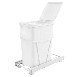 Single 35 QT Bottom-Mount Waste Container Pullout, Full-Extension, White - Main Image