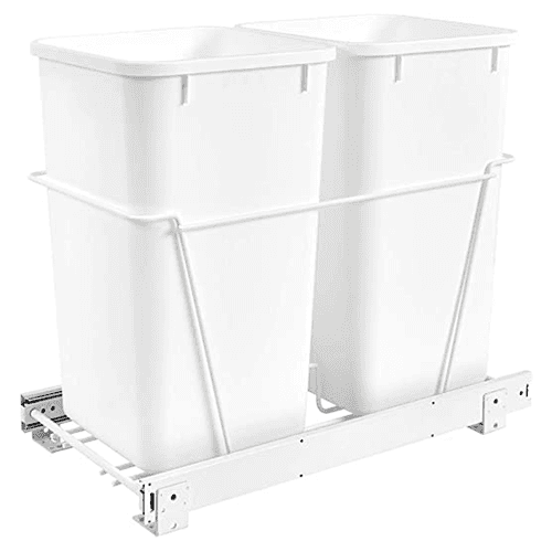 Double 27 QT Door-Mount Waste Container Pullout, White - Main Image