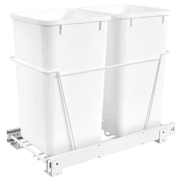 Double 27 QT Door-Mount Waste Container Pullout, White - Main Image